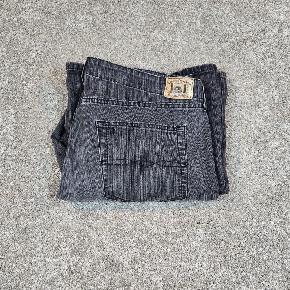 Lei Y2K Black Low Rise Flare Jeans, Women's Size 20 Button Fly